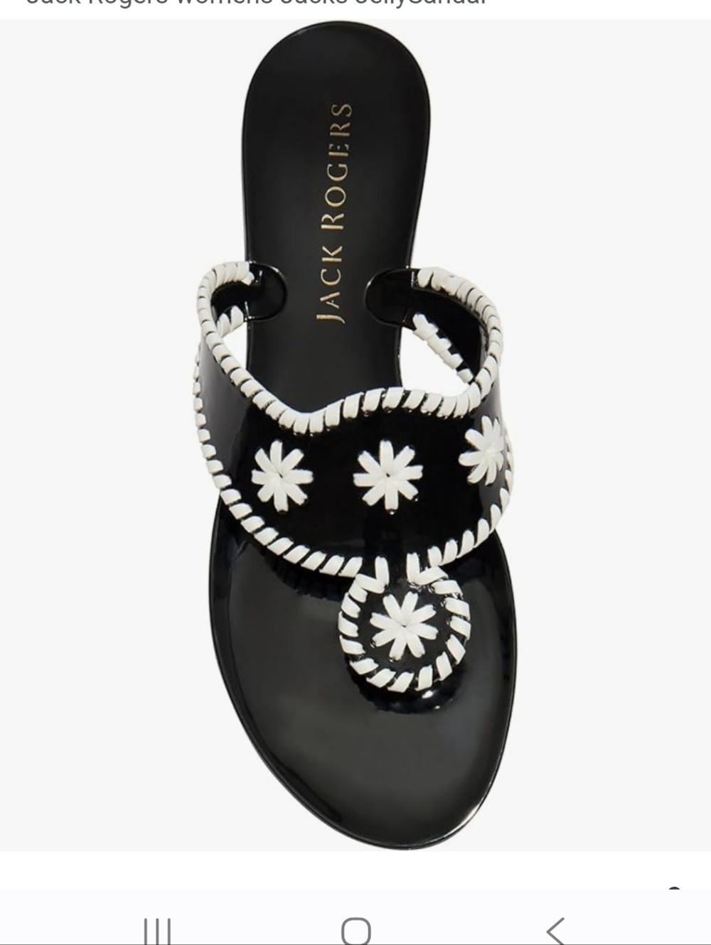 Jack Rogers Black and White Daisy Whipstitch Sandals